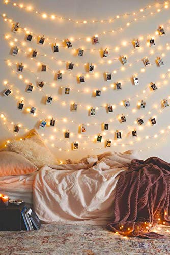 UPGRADE 33FT 100LED Photo Clips String Lights Battery Operated, Fairy String Lights with 50 Clear Clips for Hanging Pictures Cards Indoor & Outdoor Decoration