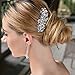EVER FAITH Bridal Silver-Tone Flower Cream Simulated Pearl Clear Austrian Crystal Hair Side Comb