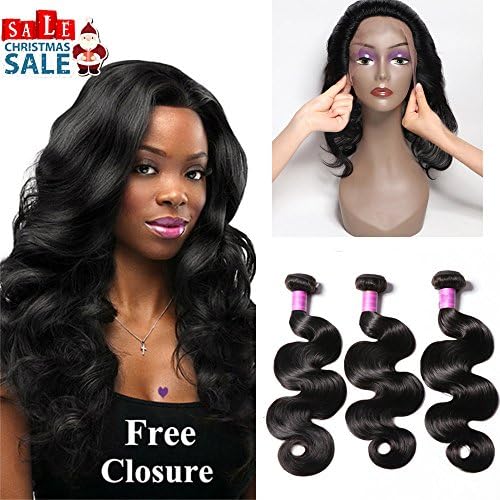 JiSheng Brazilian Human Hair Bundles With Closure Ear To Ear Lace Frontal Closure 8A Unprocessed Body Wave Bundles Natural Color (18 18 20 +16)