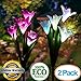 Solar Garden Stake Lights Outdoor,2 Pack Solar Powered Lights with 8 Lily Flower, Multi-Color Changing LED Solar Landscape Lighting Light For Decorating The Path, Yard, Lawn,Patio (White and Purple)