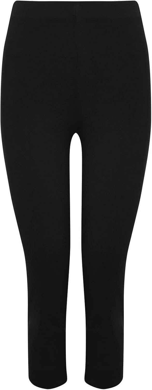 M&Co Ladies Black Cropped Trousers in Bengaline Stretch Fabric Amazon