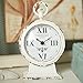 NIKKY HOME Vintage Mantel Clock, White Rustic Metal Analog Clock, Battery Operated, Distressed Style, 4.7 x 2.4 x 7.6 Inch