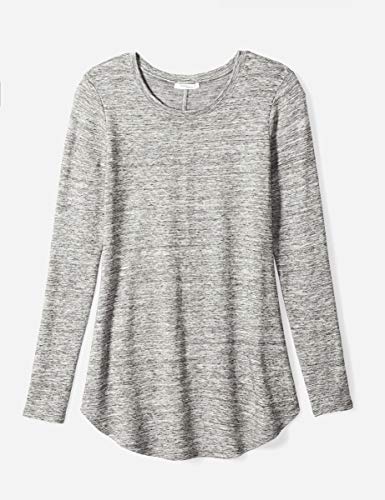 AMAZON ESSENTIALS WOMEN’S SUPERSOFT TERRY REGULAR-FIT LONG-SLEEVE SHIRTTAIL HEM SHIRT (PREVIOUSLY DAILY RITUAL), GREY HEATHER SPACE DYE, MEDIUM