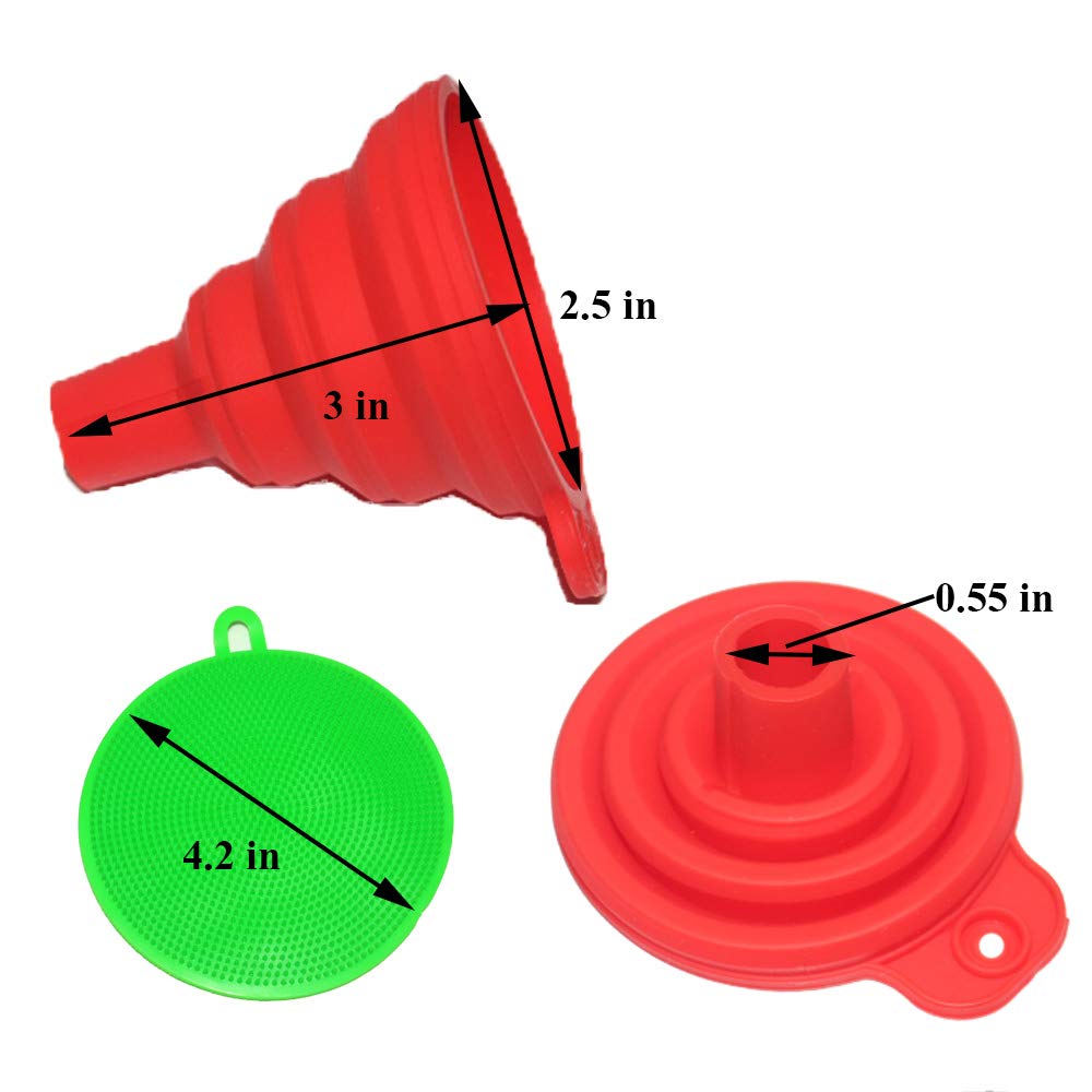 Kitchen Funnel Collapsible for Liquid/Powder Transfer,Silicone Dish Sponge 100% Food Grade Silicone, BPA Free Silicone Kitchen Set