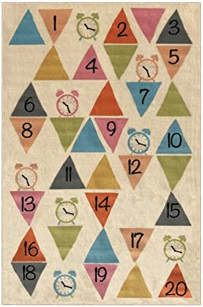 Rubber Backed 3'3" x 5' Soft Kids Childrens NUMBERS Multi Color Playroom Nursery Educational Area Rug