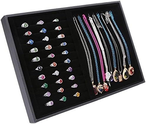 Sky Piea Velvet Jewelry Tray Necklace Ring Bracelet Display Organizer, Black