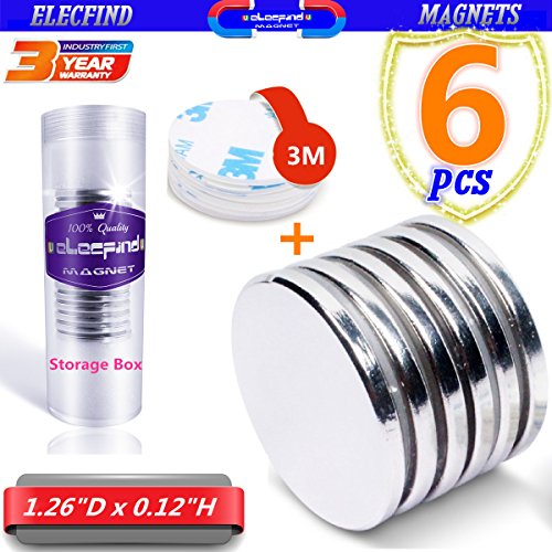 Heavy duty Round magnets set,Round Neodymium Magnets ,Disk Magnets for tools Organization, with 6Pcs Double-sided Adhesive for Hanging ,Home,DIY, kitchen ,Crafts. Science