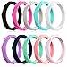 MOKANI 10 Pack Silicone Wedding Ring for Women, Thin Diamond Shape Rhombic Rubber Band, Fashion, Colorful, Comfortable fit, Skin Safe, Size 5