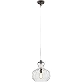 Kichler Riviera 13" 1 Light Pendant with Clear Ribbed Glass in Olde Bronze