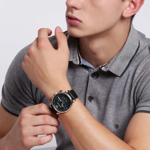 Emporio Armani Men's Chronograph Stainless Steel and Leather Watch (Model: AR1828)