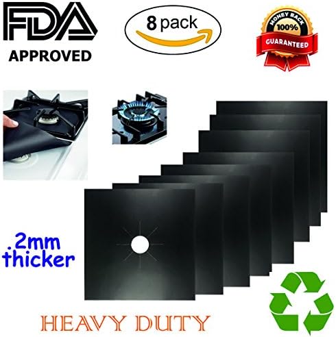Gas Range Protector,Stove Protector, Burner Cover-Cook Top Hob Liners .2MM THICK 8 PACK, Easy Clean,Dishwasher Safe,Heavy Duty Reusable Non Stick, Heat-resistant (10.6 x 10.6) inch