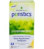 Puristics Pure Protection 100% Organic Cotton Tampons Non-applicator, Regular, 32 ea