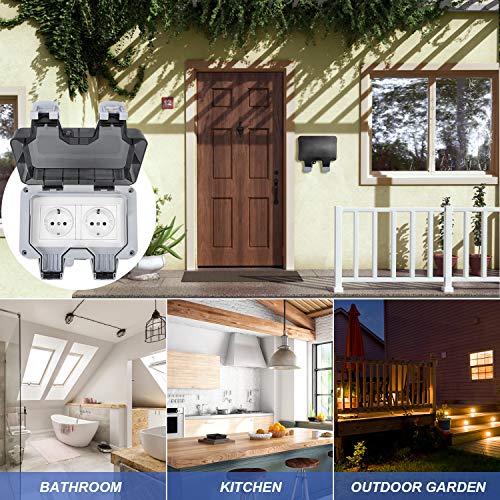 IP66 Aussensteckdose Unterputz,IP66 Steckdose Garten Wasserdicht,Außensteckdose Wandsteckdose,IP66 Aussensteckdose… – Bild 6