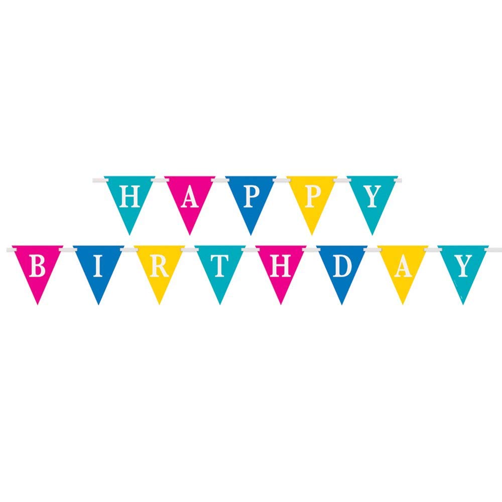 Multicolor Confetti Cake Birthday Flag Banner (2.7 meters) 1 Piece - Vibrant Celebration Party Decoration