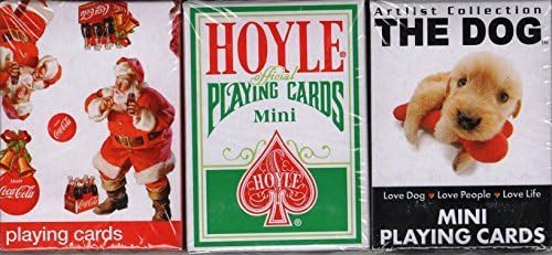 Hoyle Dog Coke 3 Deck Set Mini Holiday Playing Cards Small Size USPCC