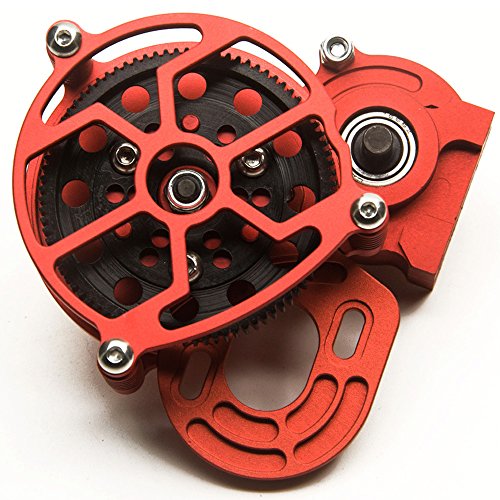 Aluminum Alloy Center Transmission Case /Gearbox with Straight Gear for 1/10 Axial SCX10 RC Model Crawler Car Red