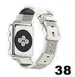 2018 New Apple Watch Band Leather iWatch Strap 38mm 42mm,Sport Leisure Style iWatch Band Lattice Apple Watch Band,3 Colors for Apple Watch Series 3 2 1 + Connector Metal Classic Buckle (White, 38mm)