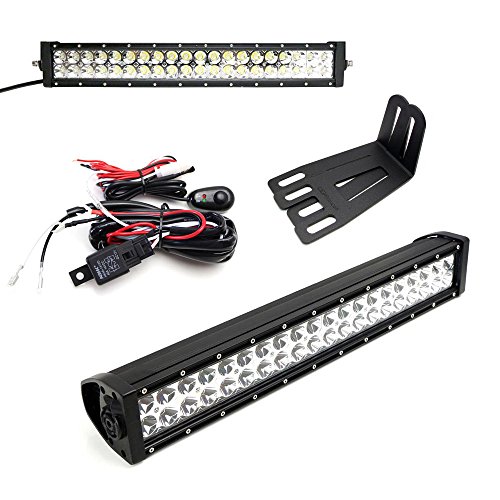iJDMTOY 20" 120W High Power Double-Row LED Light Bar with Hidden Lower Bumper Mounting Bracket and On/Off Switch Wiring Kit For 2009-2017 Dodge RAM 2500 3500