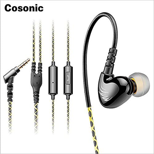 Cosonic W1 Sports Headphones Bass Ear Hook Headset In-ear Wired Earphones Running with Mic for MP3 Player/Mobile Phone - Black