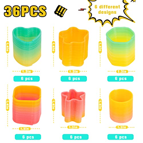 JOHOUSE Mini Magic Springs Bulk, 36PCS Rainbow Coil Spring Toys Magic Slinky Fidget Toys for Stress Relief Kids Halloween Party Favors Trick or Treat Toys