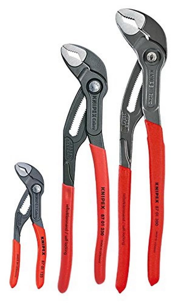 KNIPEX Tools - 3 Piece Cobra Set with Keeper Pouch (87 01 125, 87 01 250, 87 01 300, 9K 00 90 12 US) (9K0080122US)