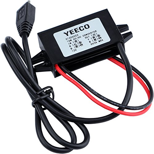 Yeeco Waterproof DC to DC Buck Converter Voltage Regulator 8-22V to 5V 3A/15W Power Adapter 12V to 5V Car Power Supply Volt Regulated Converters Transformer with Micro USB Cable Connector