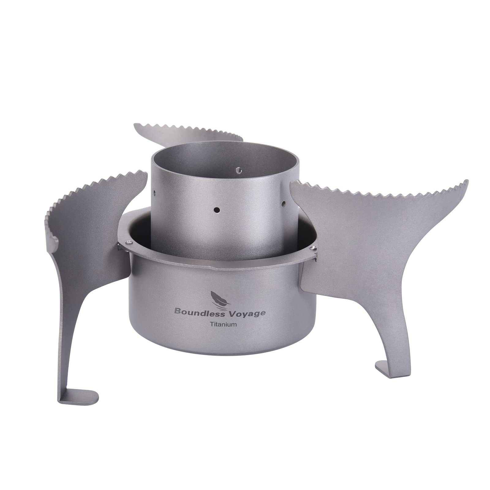 iBasingo 80ml Titanium Alcohol Stove Backpacking Spirit Burner Mini Outdoor Camping Stove with Foldable Stands Ultralight Pocket Portable Alcohol Heater Ti2015C