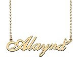 HUAN XUN 18K Gold Plated Name Necklace Alayna for