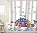 Sunlit Colorful Geometric Whale Waves Bubble Shower Curtain with Cute Marine Life Tropical Fish Shrimp, Fairy Tale Children Illustration Cartoon Abstract Bathroom Decor for Kids and Baby White
