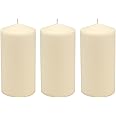 Stonebriar 3 Pack Tall 3 x 6 Inch 65 Hour Long Burning Unscented Ivory Wax Pillar Candles