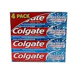 Colgate Max Fresh Gel Toothpaste, Fluoride, Cool Mint, with Mini Breath Strips, 7.8 Ounces (Pack of 4)