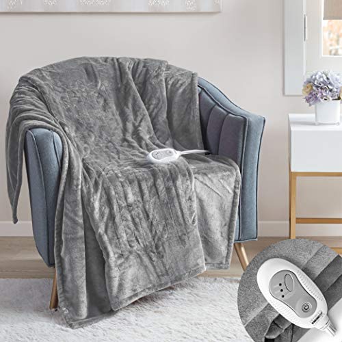 Degrees Of Comfort Electric Heated Blanket Throw Grey 50" x 60" Lap