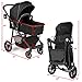 BABY JOY Baby Stroller, 2 in 1 Convertible Carriage Bassinet to Stroller, Pushchair with Foot Cover, Cup Holder, Large Storage Space, Wheels Suspension, 5-Point Harness, Black