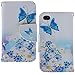 iPhone 4S Case, iPhone 4 Case Wallet, iYCK Premium PU Leather Flip Folio Carrying Magnetic Closure Protective Shell Wallet Case Cover for iPhone 4 / 4S with Kickstand Stand - Butterfly Blossom