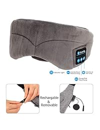 Wellerly Bluetooth V4.2   Máscara de dormir para auriculares, Bluetooth para dormir, Bluetooth V4.2, inalámbrica, con altavoces, micrófono, ajustable, lavable, auriculares de viaje