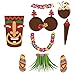 PBPBOX Hawaiian Decorations Luau Hawaiian Photo Booth Props Kit - 45 Pcs