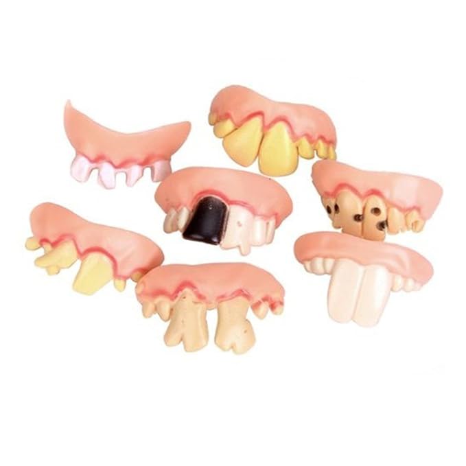 NUOLUX Buck Teeth Costume Party Ugly Gag Fake Teeth 5 pcsset (Random