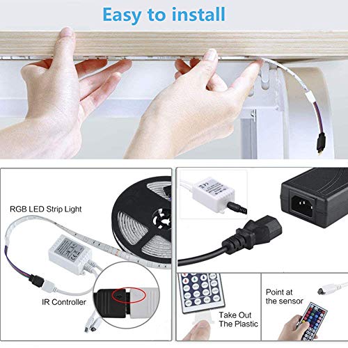 LED Strip Lights, Kavai 10 Metre 300 LEDs Waterproof RGB Light Strip Kit with 44-Keys IR Remote Control, SMD 5050 RGB Colour Changing Rope Lights for Kitchen Garden Home Party Decoration