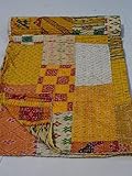 Tribal Asian Textiles Patola Silk Patch Work Kantha Quilt, Kantha Blanket Bedspread, Patch Kantha Throw, King Kantha, Kantha Rallies Indian Sari Quilt, Size 90