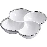 Pampa Bay Salerno Porcelain 4-Section Bowl, White with Silver Trim
