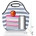 Neoprene Lunch Bag, Eco- Friendly Lunch Tote Bag For Women And Adults. Waterproof Insulated Travel Cooler Lunch Box-Gray White Stripes