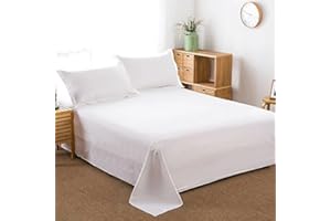 SHENTAO 100% Cotton Flat Sheet, Soft,Silky,Skin Friendly,Breathable,Comfortable Bed Sheet (King, White)