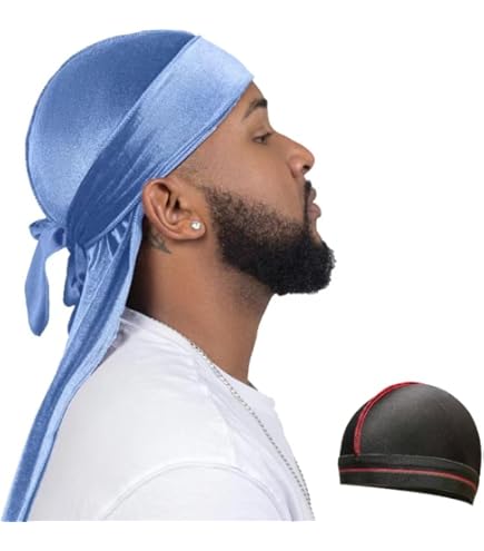 ForceWave Silky Durag - Berretto Da Uomo In Raso Con Motivo A Onde