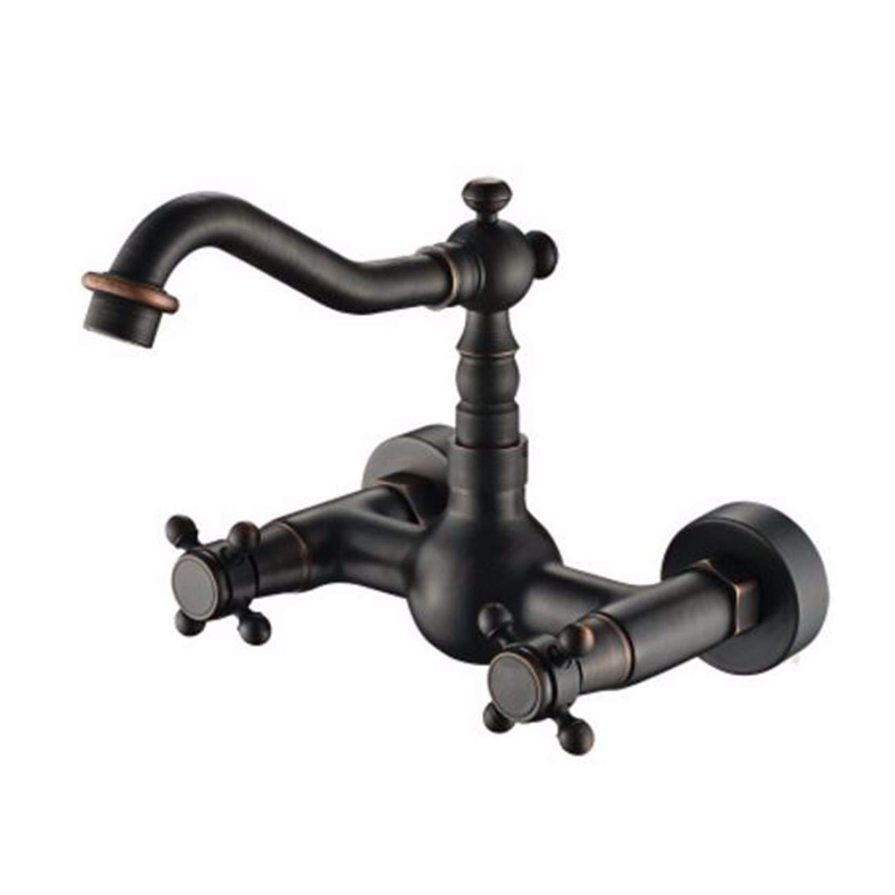 Wasserhahn Pastorale Europäische Wand Waschbecken Messing Schwarz