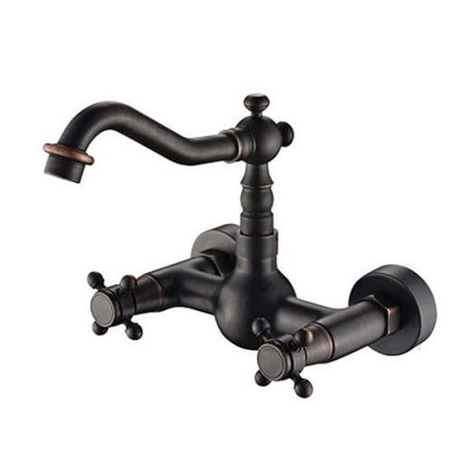 Wasserhahn Pastorale Europäische Wand Waschbecken Messing Schwarz