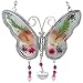 Cirkouh Sister Butterfly Suncatchers with Real Pressed Flower in Glass and Silver Metal Wings - Sister Butterfly Gifts