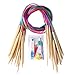 Bamboo Circular Knitting Needles Set - Wooden Pointed Round Beginner Plastic Knitting Needles Kit Including 18 Sizes: 2mm - 10mm