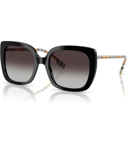 Amazon.com: BURBERRY 0BE4323 385387 Black Square Sunglasses
