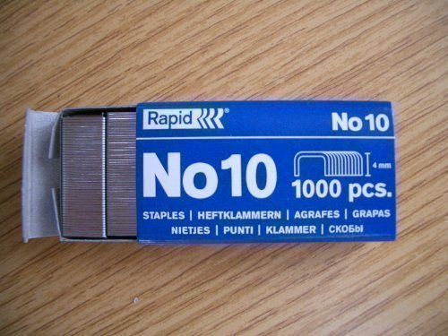 Rapid Number No. 10 (Fit Rexel Stapler) Staples x 1000 in Box 4mm x 9mm