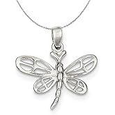 The Black Bow Sterling Silver 24mm Polished Dragonfly Necklace
